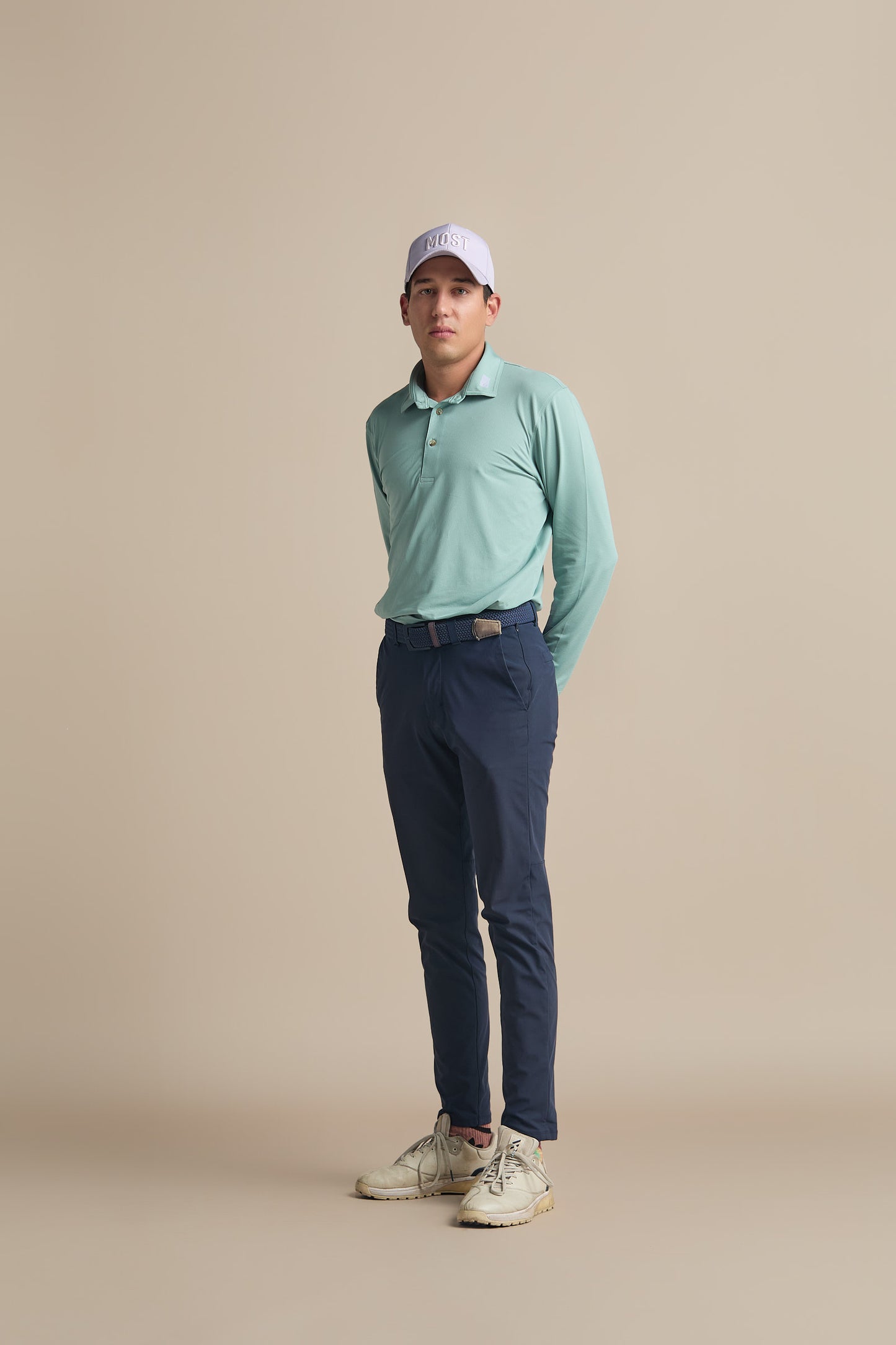 Aqua Emerald Long Sleeve Polo