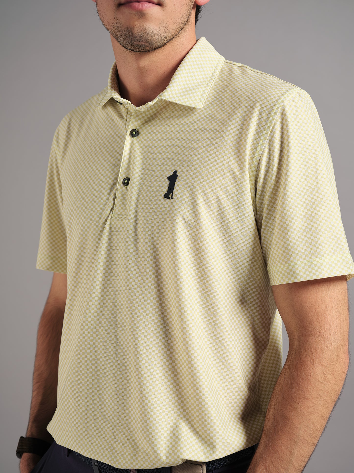 Polo de Golf para Hombre Cuadros Verdes y Blancos – Manga Corta