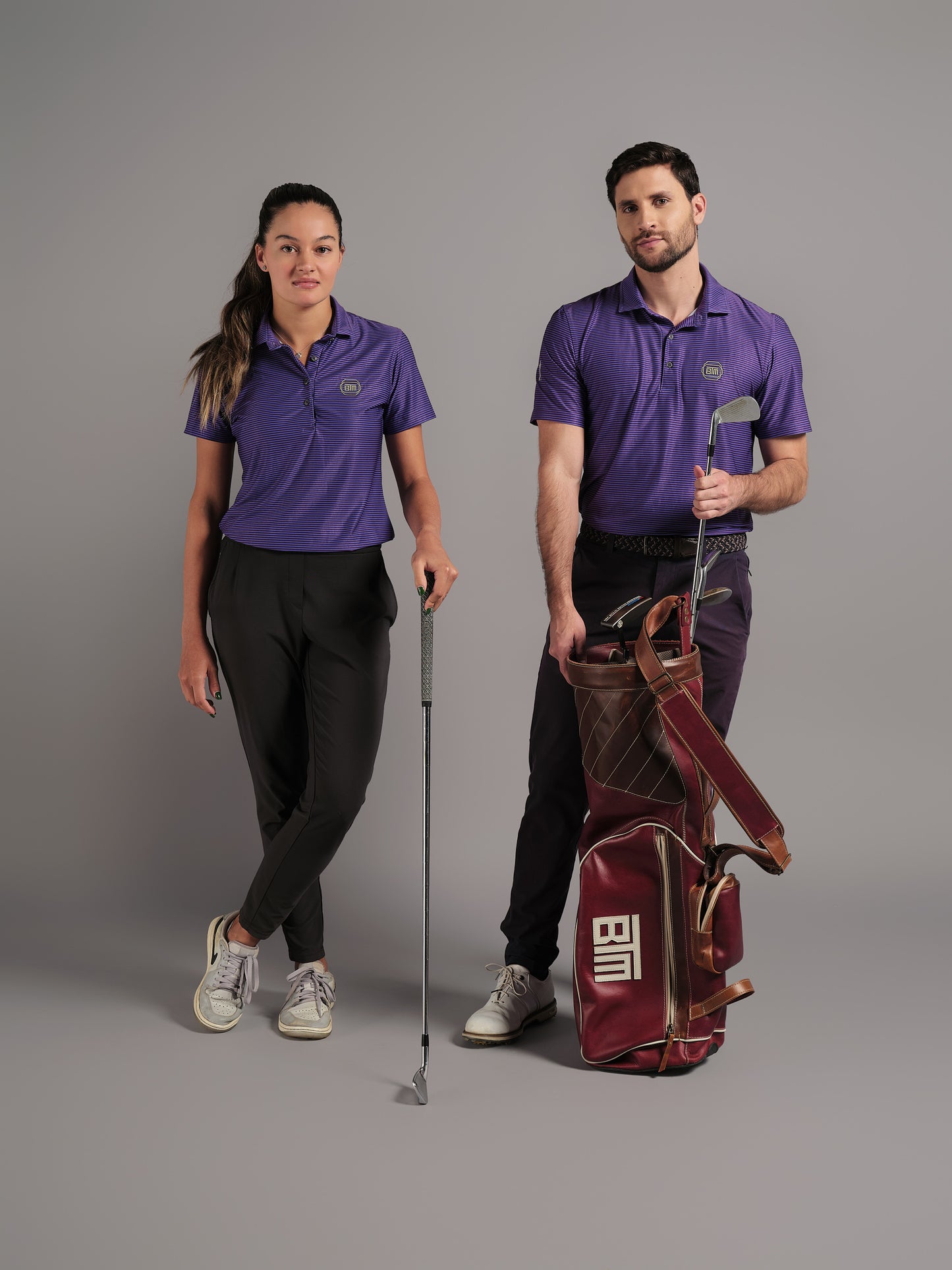 Polo de Golf para Mujer Morado con Rayas Horizontales – Manga Corta