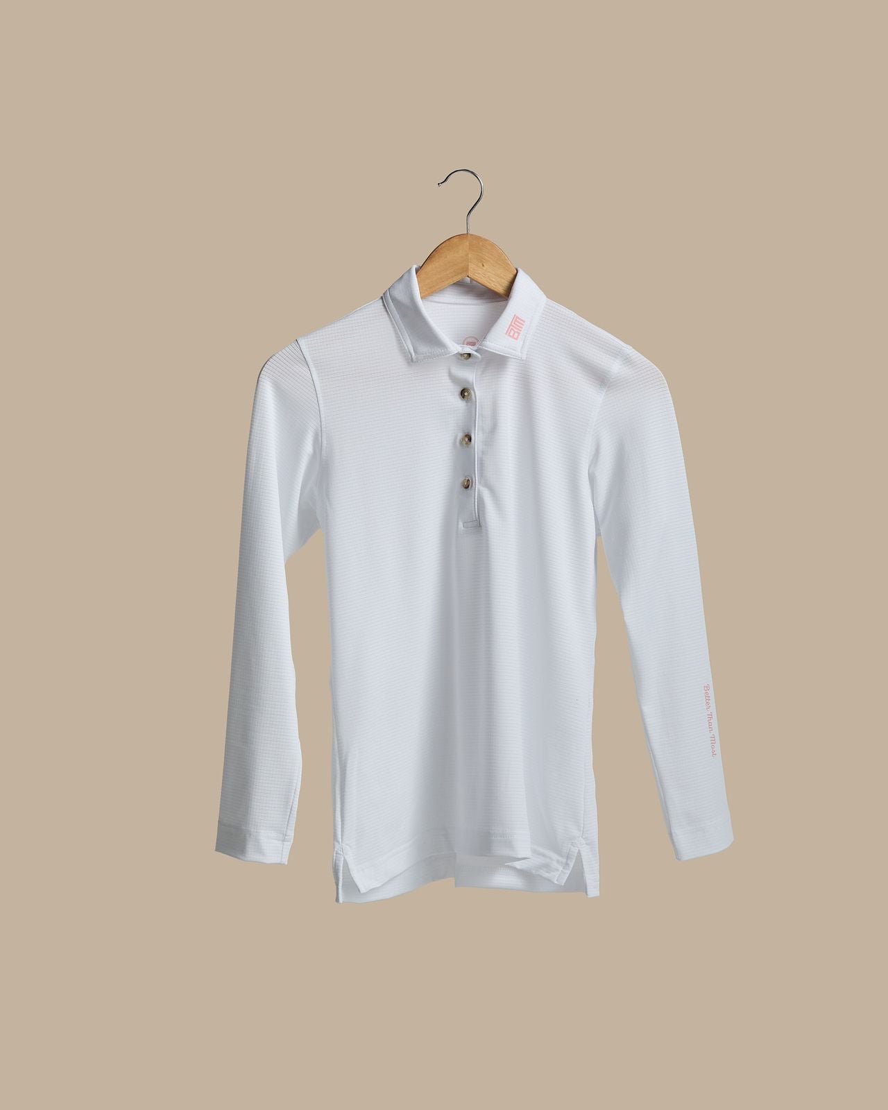 Women’s White Flamingo Long Sleeve Polo