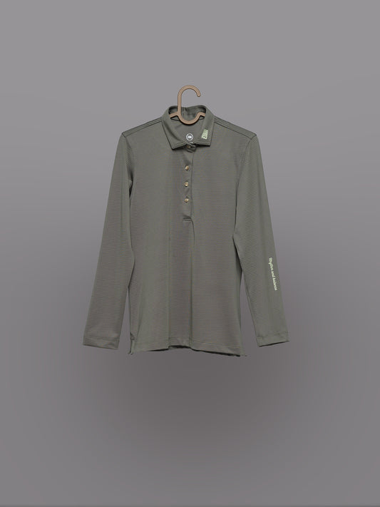 Polo Verde Oscuro logos verde – Manga Larga Mujer