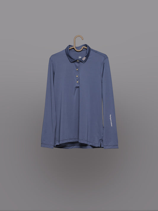 Polo Manga Larga Azul Oscuro logos rosado – (Mujer)