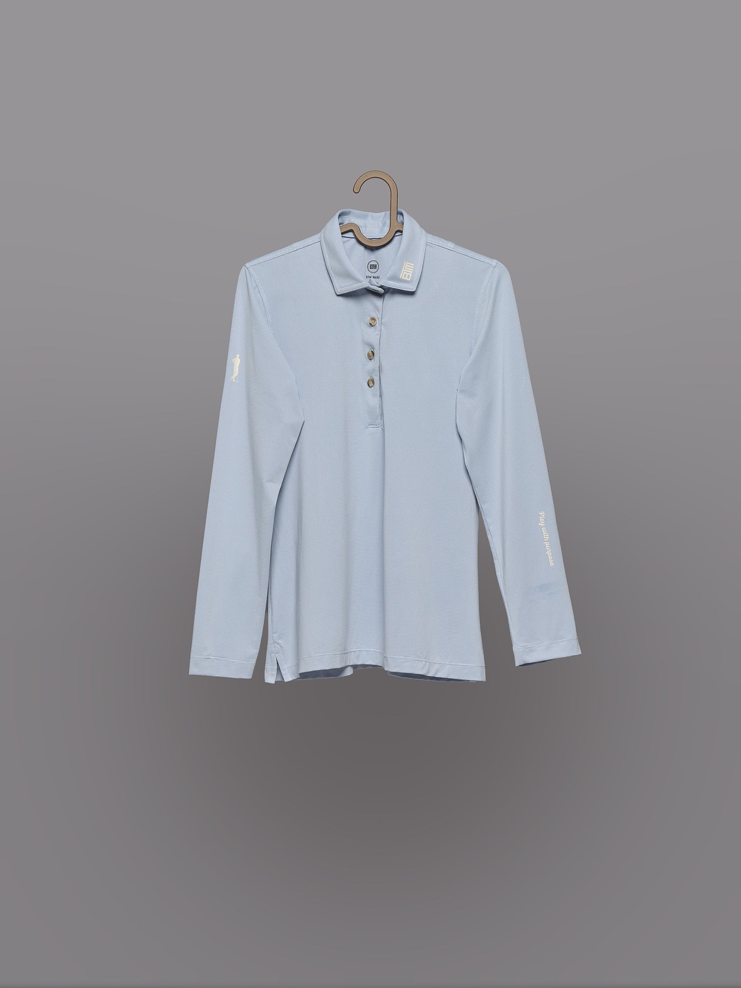 Polo Manga Larga Azul Claro logos crema – (Mujer)
