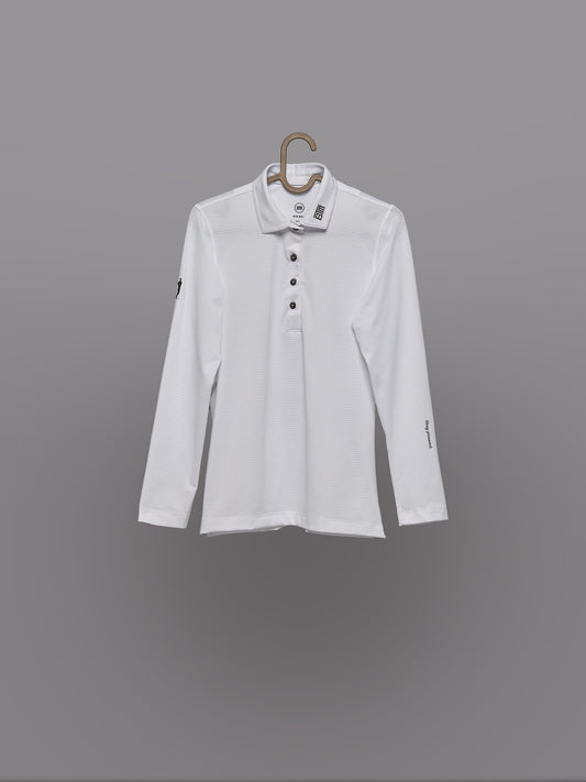 Polo Blanco logos verde oscuro – Manga Larga Mujer