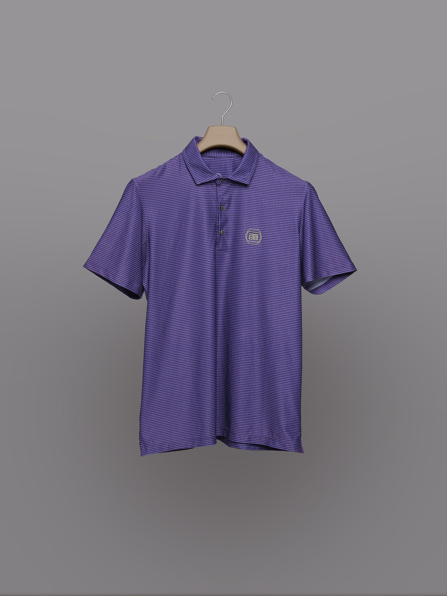 Polo de Golf para Hombre Morado con Rayas Horizontales – Manga Corta
