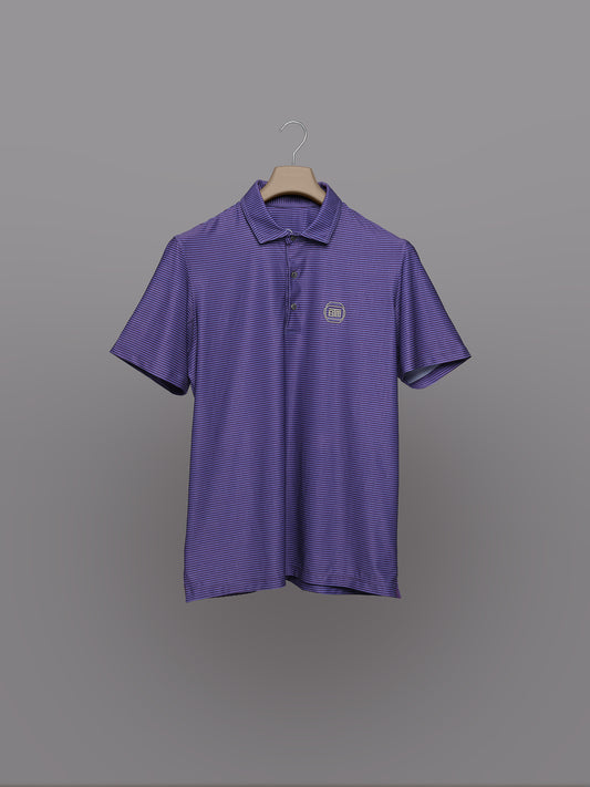 Polo de Golf para Hombre Morado con Rayas Horizontales – Manga Corta