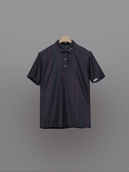 Polo de Golf para Hombre Azul Oscuro con Rayas – Manga Corta