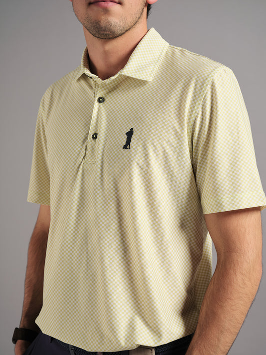 Polo de Golf para Hombre Cuadros Verdes y Blancos – Manga Corta