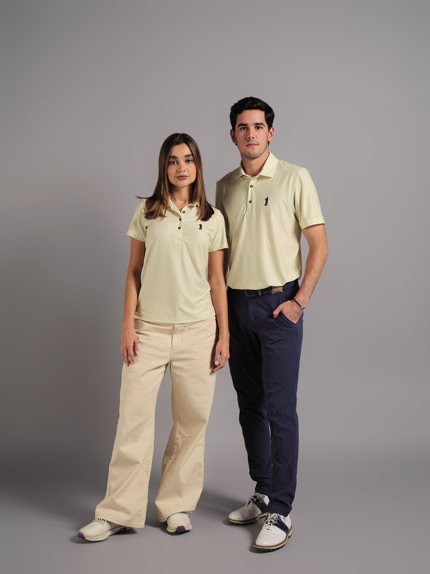 Polo de Golf para Mujer Cuadros Verdes y Blancos – Manga Corta