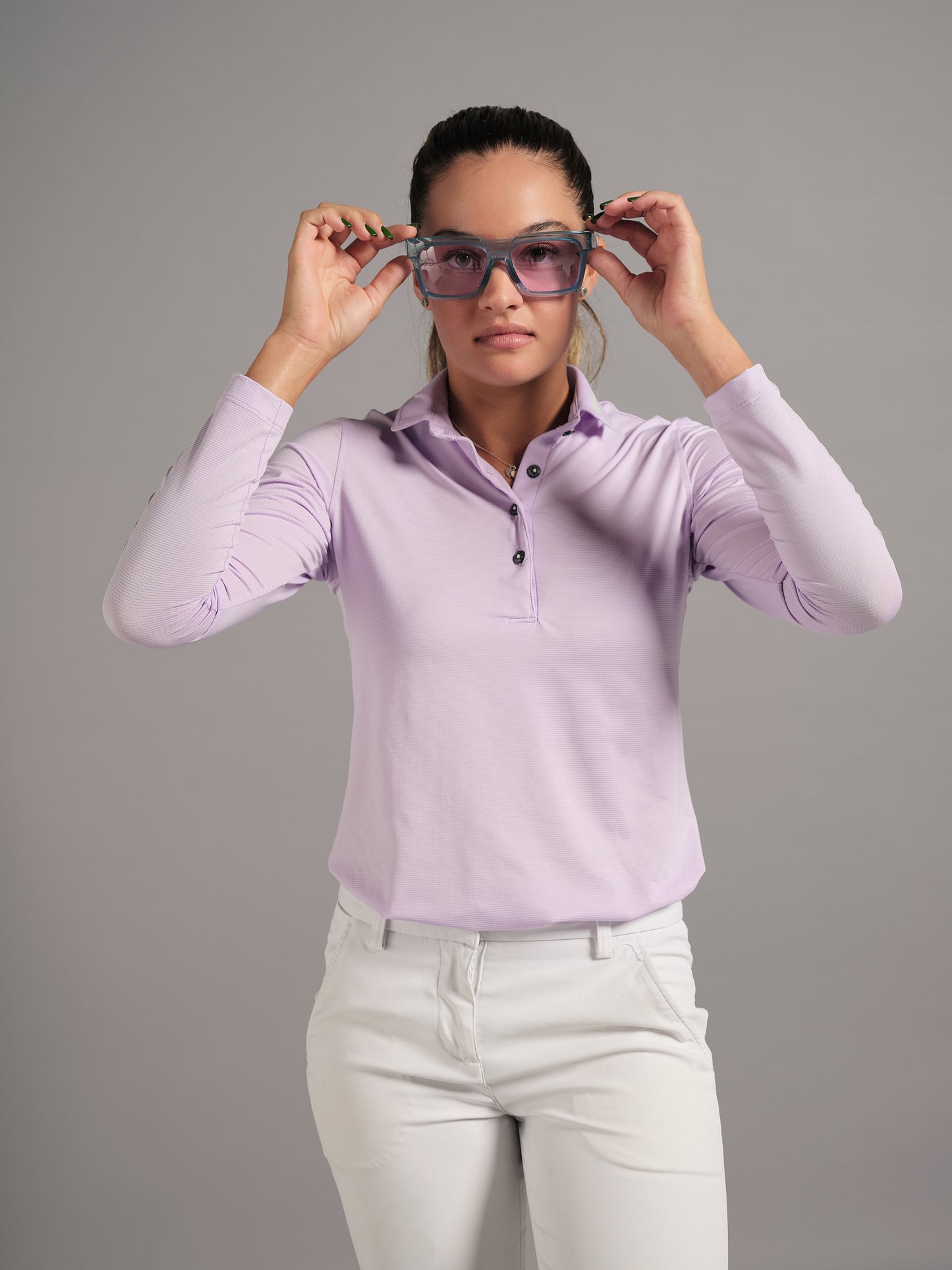 Polo de Golf Lila para Mujer – Manga Larga