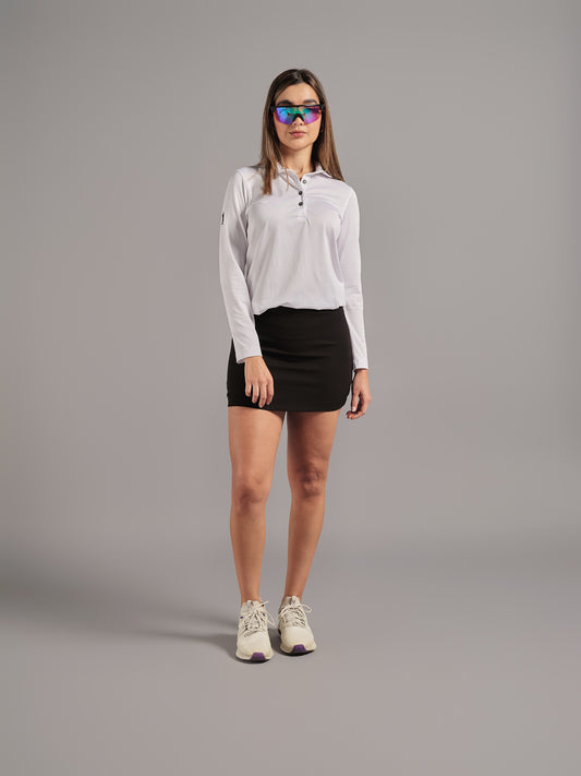 Polo Blanco logos verde oscuro – Manga Larga Mujer