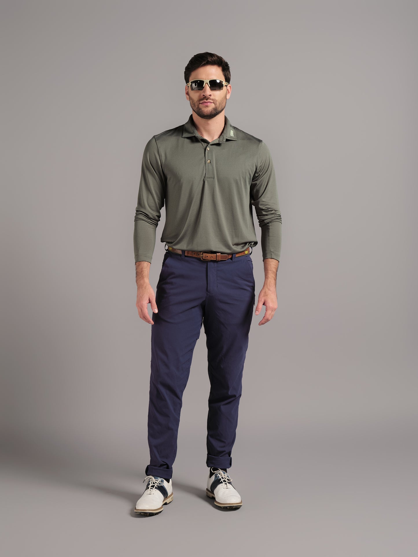 Polo de Golf para Hombre Verde Oscuro – Manga Larga